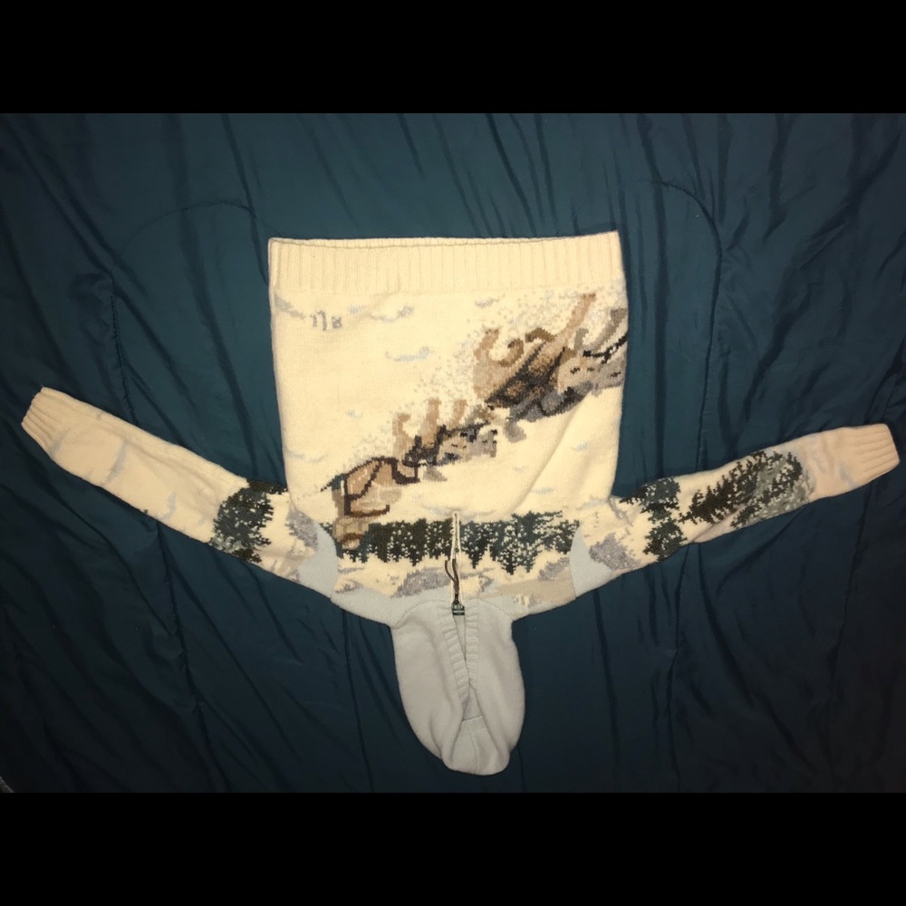 Vintage hand knit women’s polo sweater